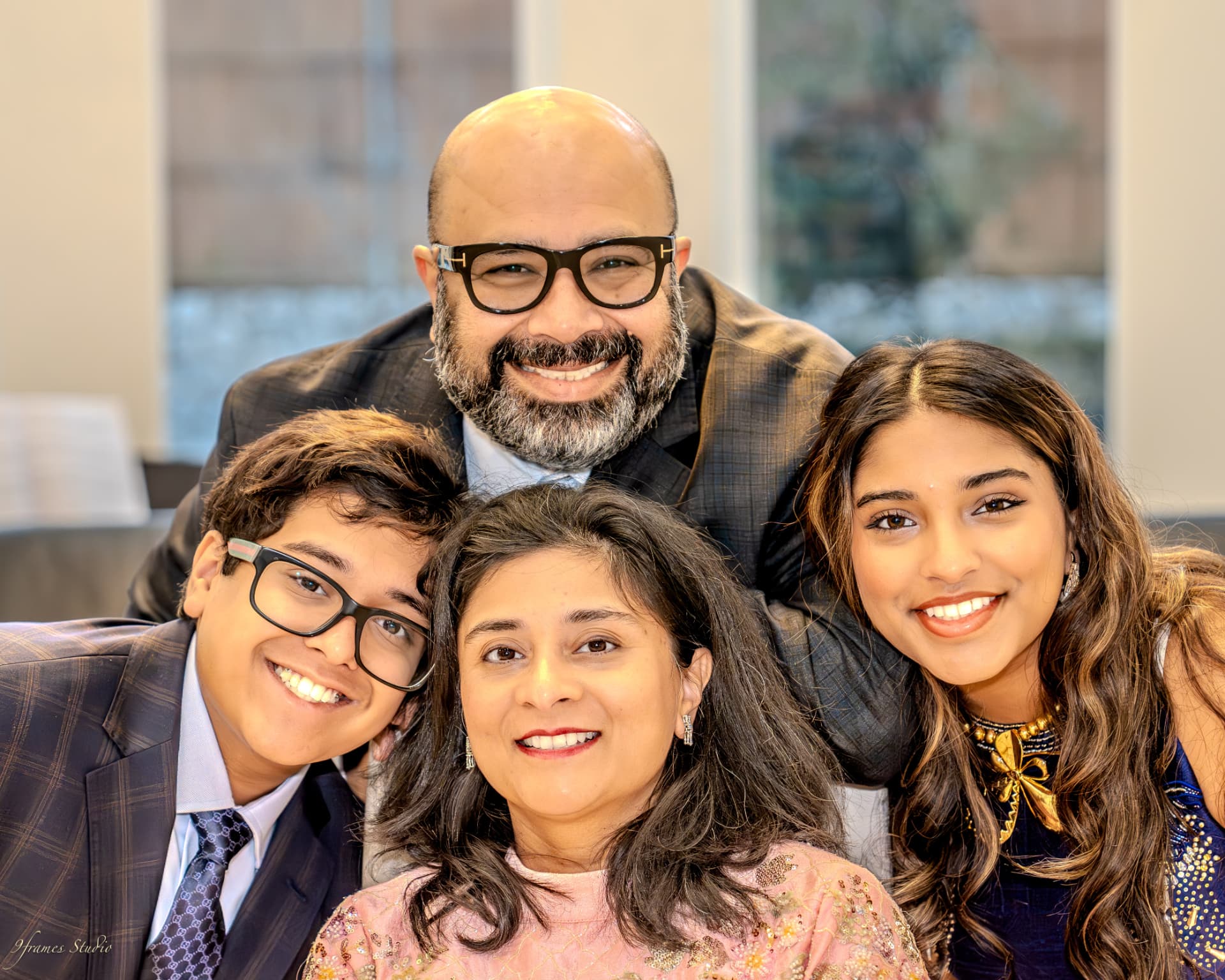 The NagChoudhury family together, smiling